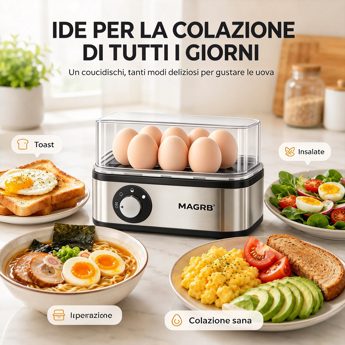 🔥 -50% Oggi: Cuociuova Elettrico Multifunzione con Coperchio Trasparente – Per uova sode, in camicia e frittate, spegnimento automatico e design compatto.