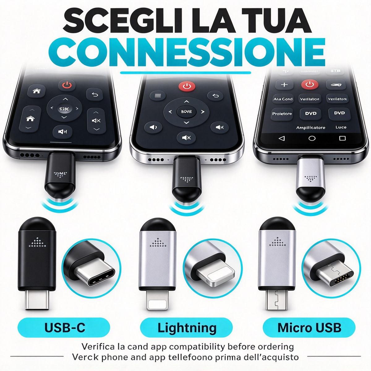 Adattatore controller telecomando IR universale portatile per smartphone