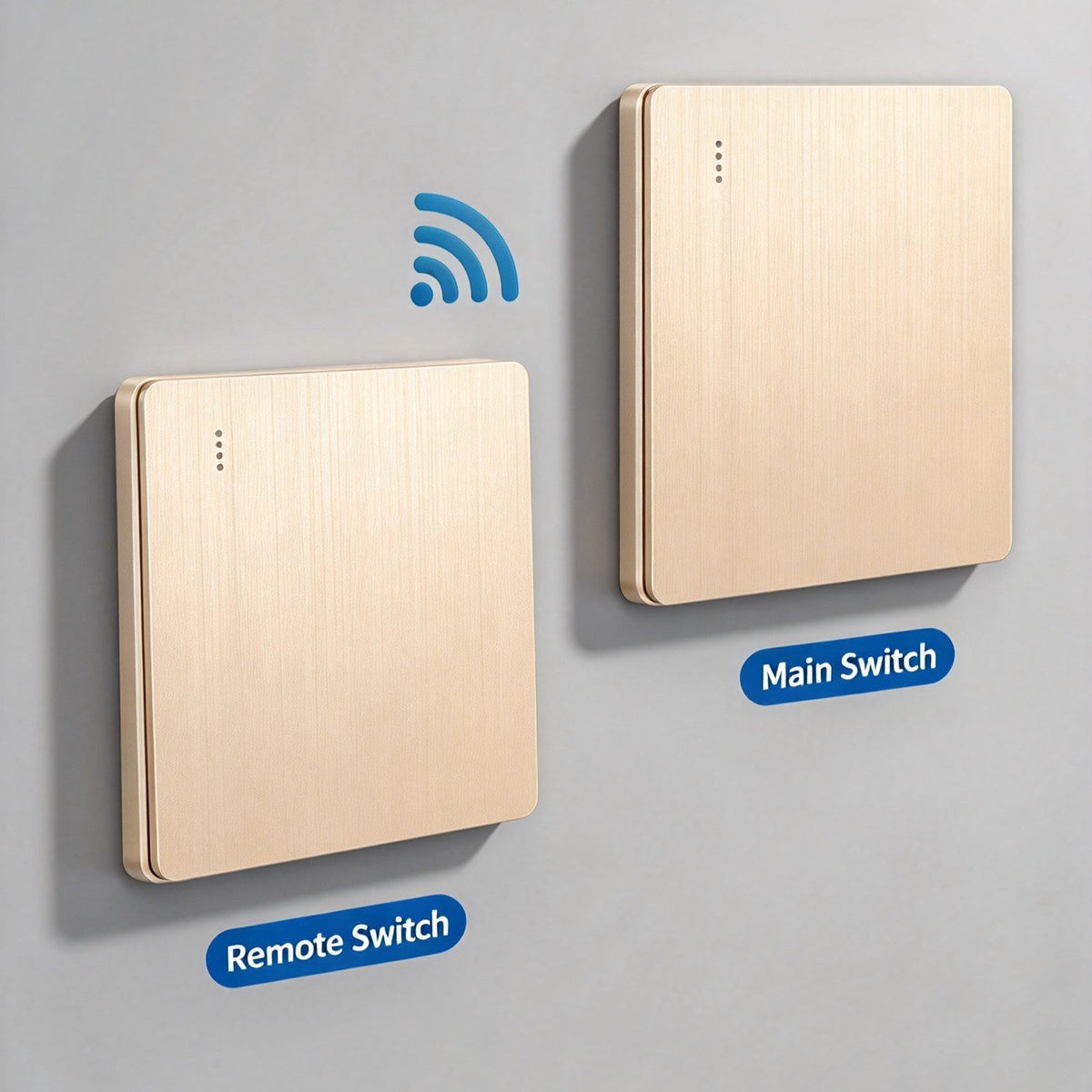 Kit interruttore luce wireless senza fili | Interruttore da muro autoadesivo con ricevitore, senza forature, ideale per affitti, comodini e corridoi