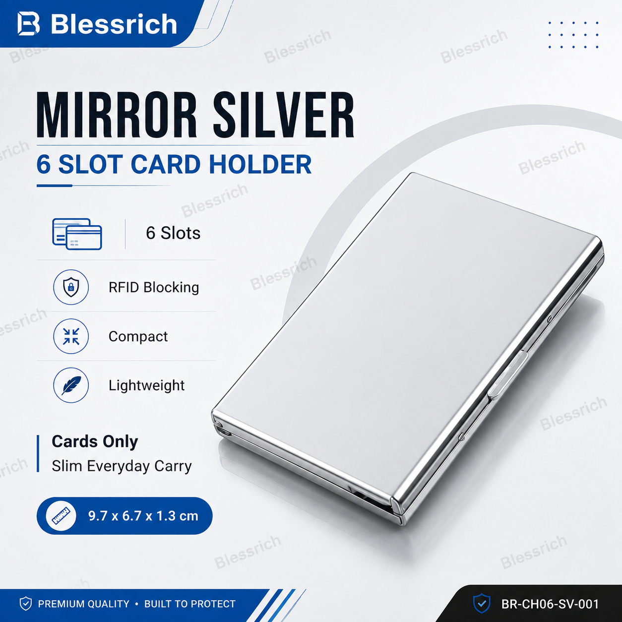 Porta carte metallico blocco RFID