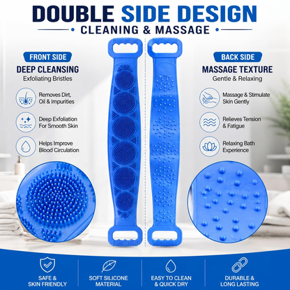 🧼Spazzola per lavare la schiena in silicone, doppio lato, esfoliante per il corpo con setole morbide in silicone