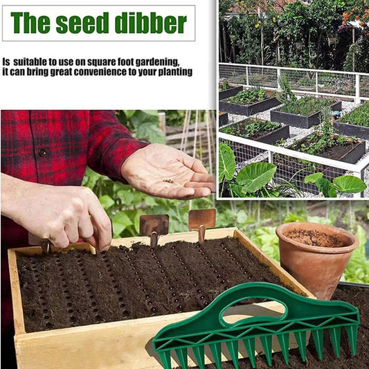 🌱 Sconto del 50% – Spaziatore e piantatore per semi da giardino, strumento di semina preciso a 12 fori