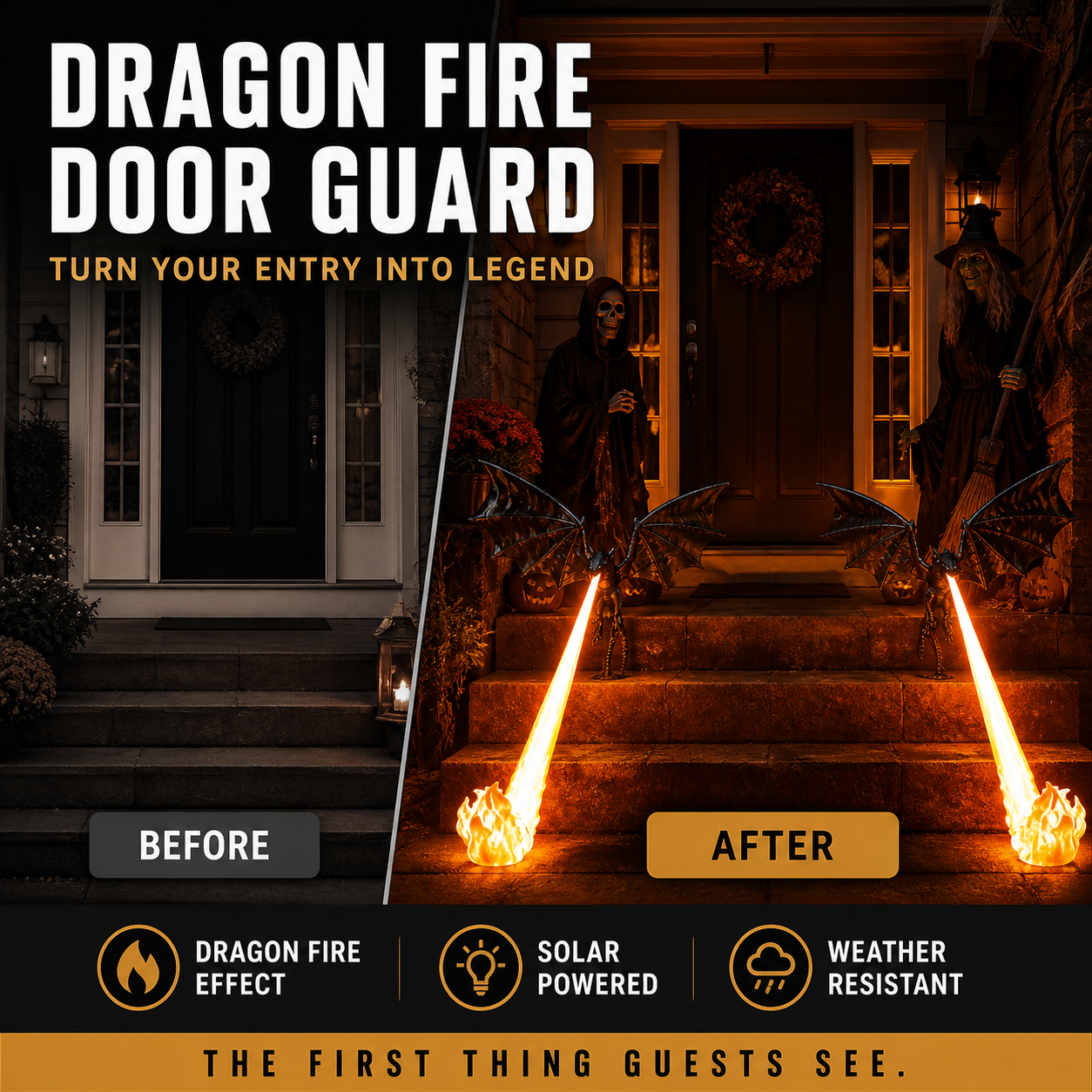 🐉🔥 Decorazione con fiamme di drago – Un must‑have per le tue decorazioni di Halloween, l’effetto fiamma realistico che trasforma il tuo ingresso o soggiorno in un nascondiglio fantastico, per una festa indimenticabile 🎃🌙