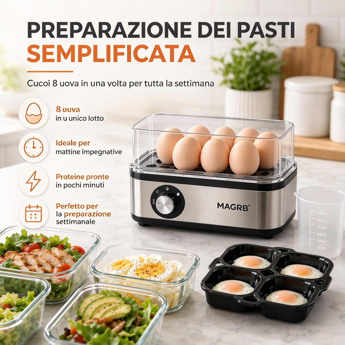 🔥 -50% Oggi: Cuociuova Elettrico Multifunzione con Coperchio Trasparente – Per uova sode, in camicia e frittate, spegnimento automatico e design compatto.