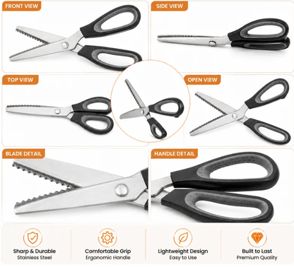 ✂️ Risparmi il 50%! 🧵 Forbici da cucito seghettate – Super affilate, tagli a zigzag e impugnatura confortevole ✨