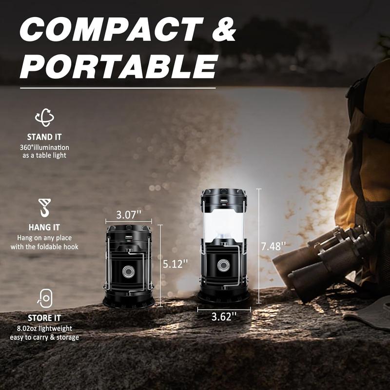 💥 METÀ PREZZO — SOLO OGGI! ⛺️ Lampada da campeggio ricaricabile solare – LED pieghevole, impermeabile IPX4 💡 Base magnetica e gancio ripiegabile 🏔️ Ideale per campeggio, escursioni e emergenze per blackout 🔋