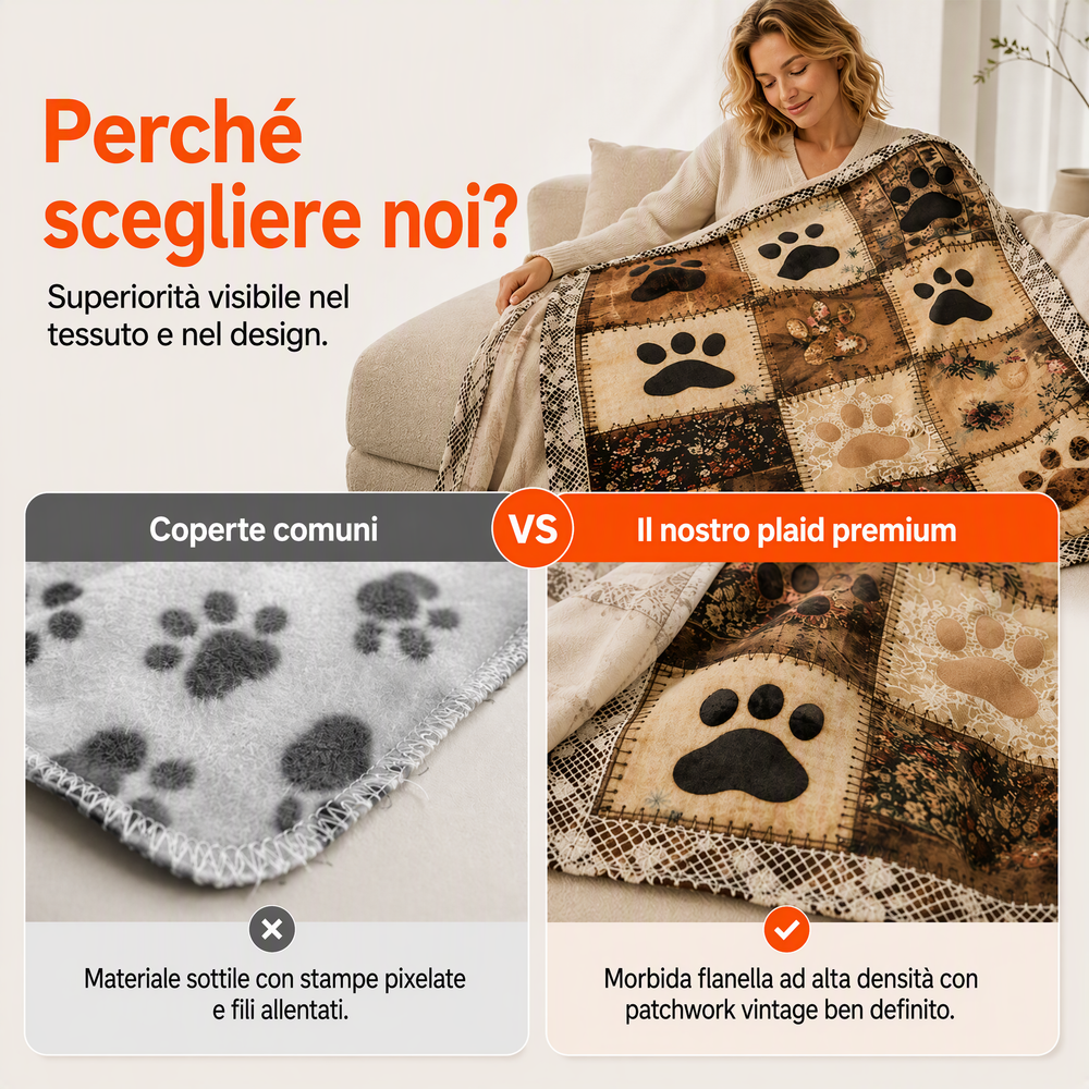 🐾 Coperta Morbida in Flanella a Impronte di Zampa | Calda e Avvolgente ma Leggera 🤗 | Stampa Vivace e Duratura ✨ | 2 Colori e 7 Dimensioni, da 70×100 a 160×220 cm 📏 | Perfetta per Divano, Letto e Viaggi 🛋️