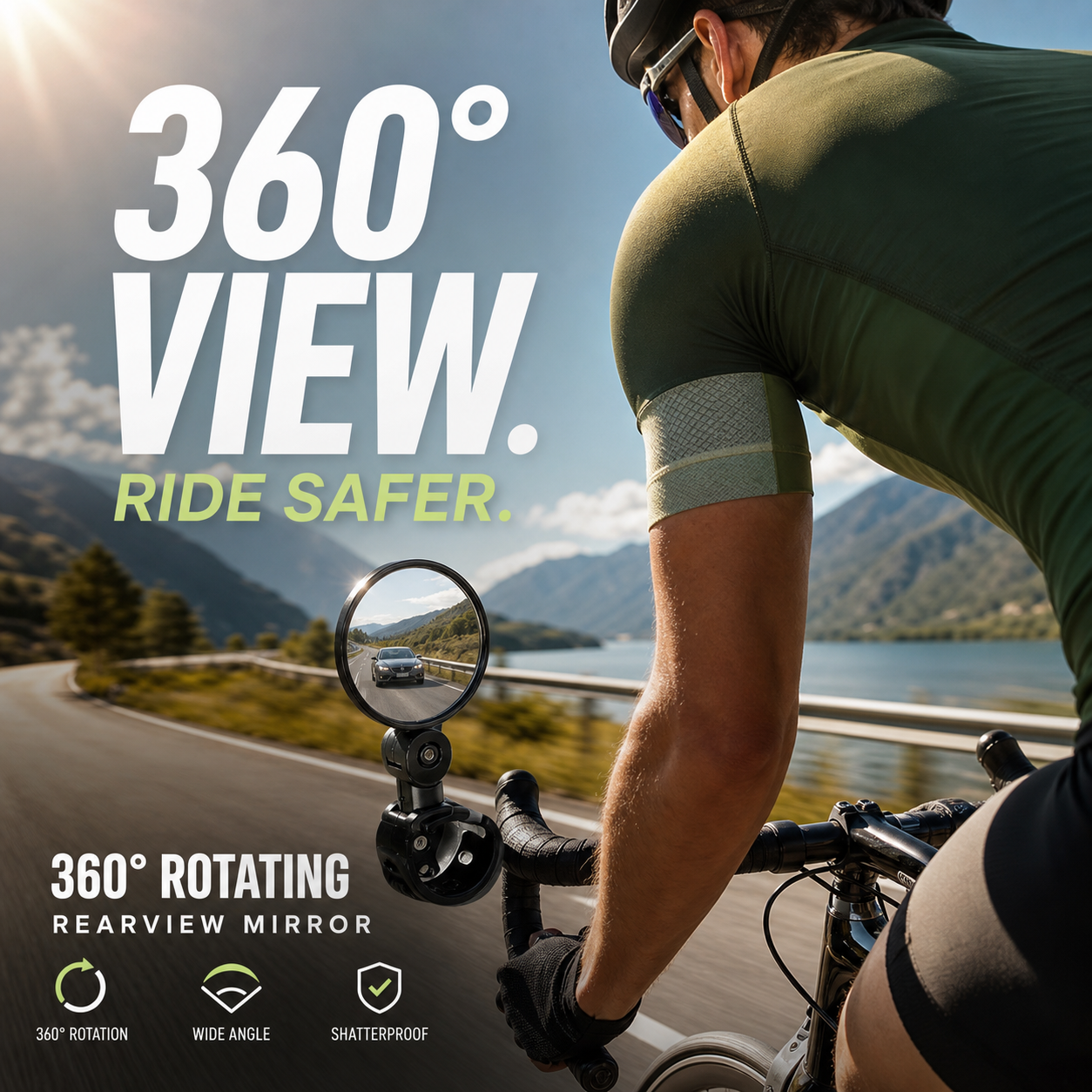 ⏳OFFERTA SPECIALE PER TEMPO LIMITATO⏰Specchietto retrovisore girevole a 360°‑Visione posteriore nitida, non dovrai più girare il collo. Compatibile con bici, e‑bike e motociclette. Cinghia in silicone senza attrezzi! 🛡️✨
