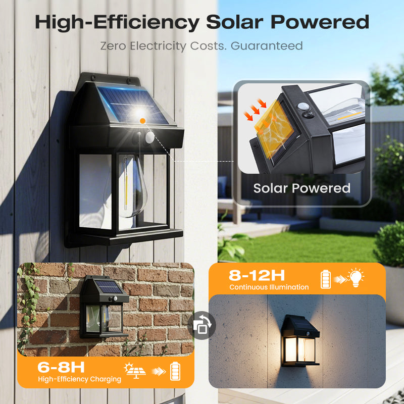 💡 SCONTO DEL 50% ORA! Lampada solare da parete con sensore di movimento, lanterna impermeabile IP65, 3 modalità di illuminazione, accensione e spegnimento automatici, luce calda e luminosa per giardino, patio, portico e vialetti