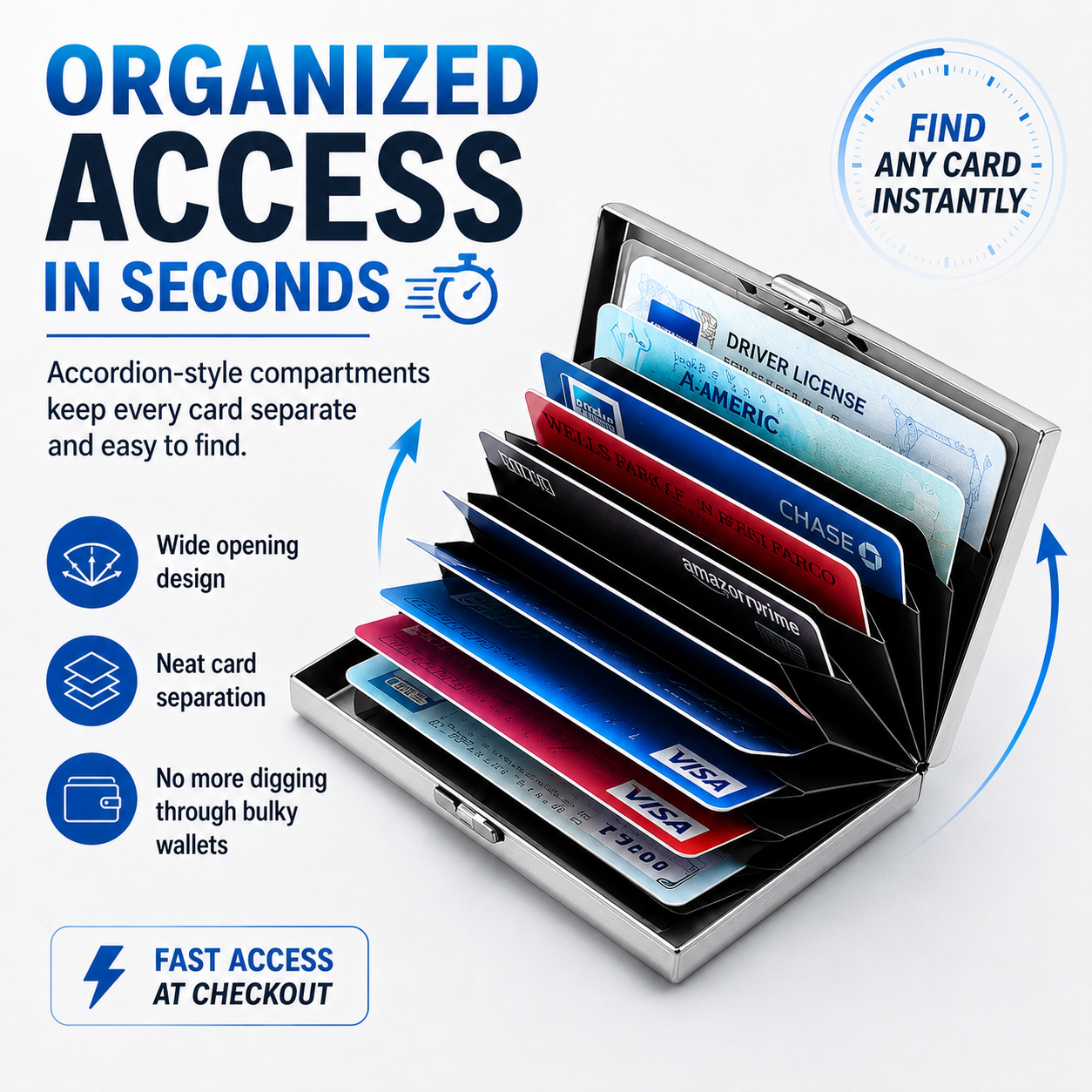 Porta carte metallico blocco RFID