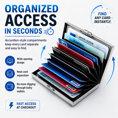 Porta carte metallico blocco RFID