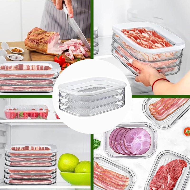 Contenitori alimentari riutilizzabili a 3 strati con coperchio, cassetto frigorifero trasparente