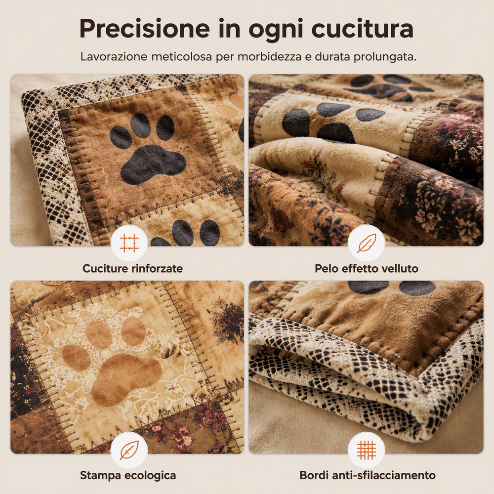 🐾 Coperta Morbida in Flanella a Impronte di Zampa | Calda e Avvolgente ma Leggera 🤗 | Stampa Vivace e Duratura ✨ | 2 Colori e 7 Dimensioni, da 70×100 a 160×220 cm 📏 | Perfetta per Divano, Letto e Viaggi 🛋️