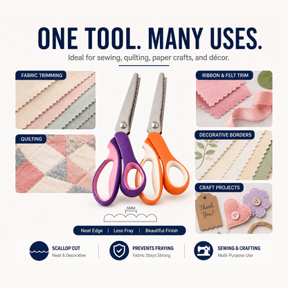 🔥SALDI CALDI 50% DI SCONTO🎁✂️ Forbici a zig‑zag – Acciaio inox, manici ergonomici imbottiti – Perfette per cucito, trapunte e scrapbooking! 🧵💨