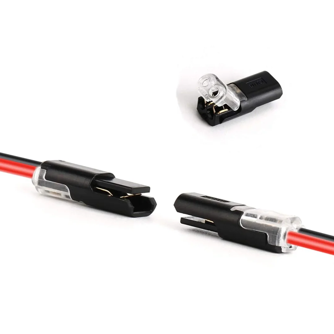 Two-wire plug connector with locking tab