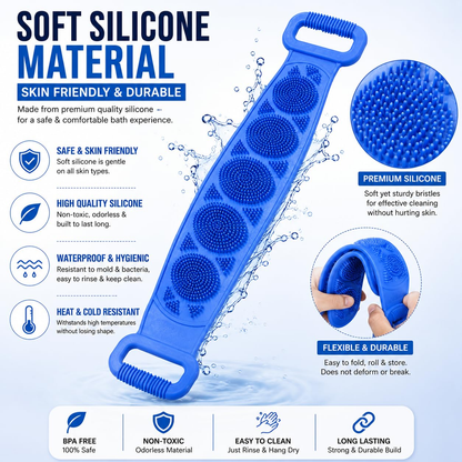 🧼Spazzola per lavare la schiena in silicone, doppio lato, esfoliante per il corpo con setole morbide in silicone