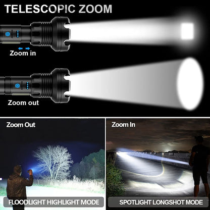Torcia laser tattica ricaricabile a LED 16000 lumen ad alta intensità
