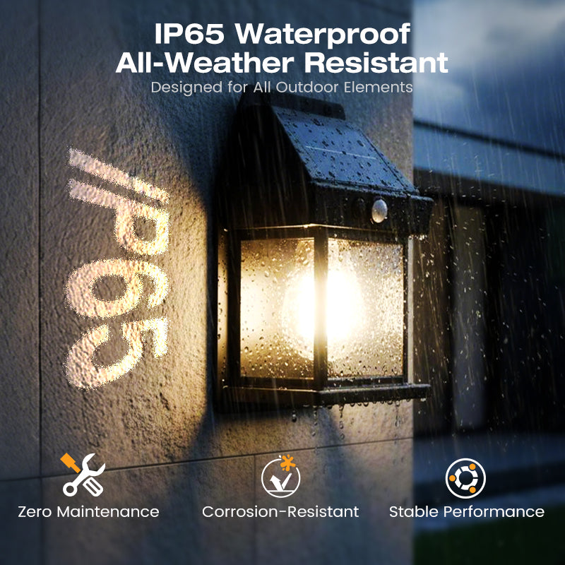 💡 SCONTO DEL 50% ORA! Lampada solare da parete con sensore di movimento, lanterna impermeabile IP65, 3 modalità di illuminazione, accensione e spegnimento automatici, luce calda e luminosa per giardino, patio, portico e vialetti