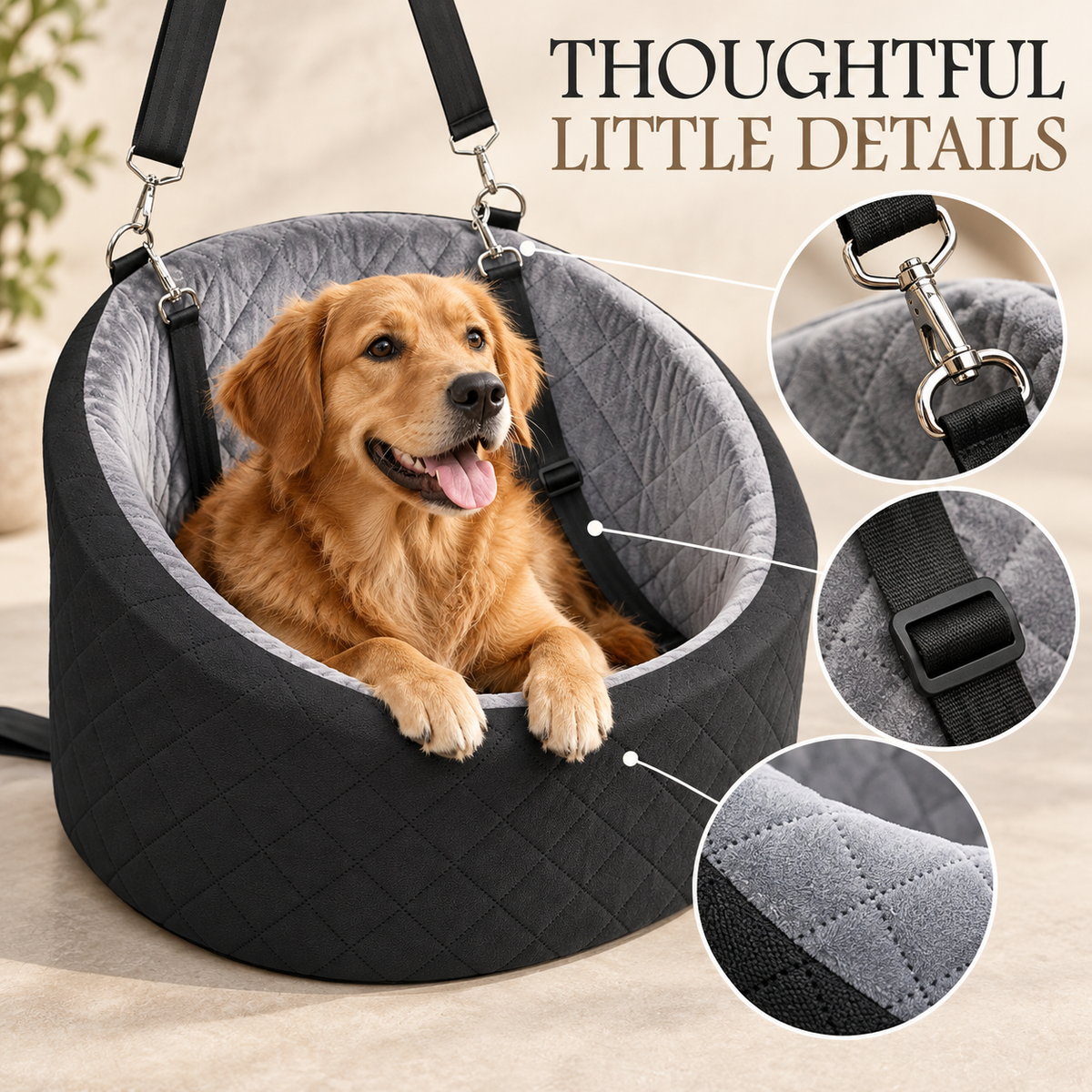Seggiolino auto per cani e trasportino portatile per animali domestici