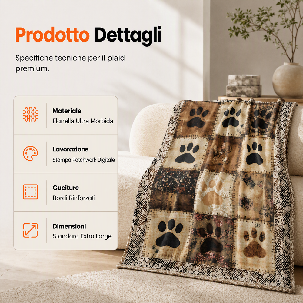 🐾 Coperta Morbida in Flanella a Impronte di Zampa | Calda e Avvolgente ma Leggera 🤗 | Stampa Vivace e Duratura ✨ | 2 Colori e 7 Dimensioni, da 70×100 a 160×220 cm 📏 | Perfetta per Divano, Letto e Viaggi 🛋️