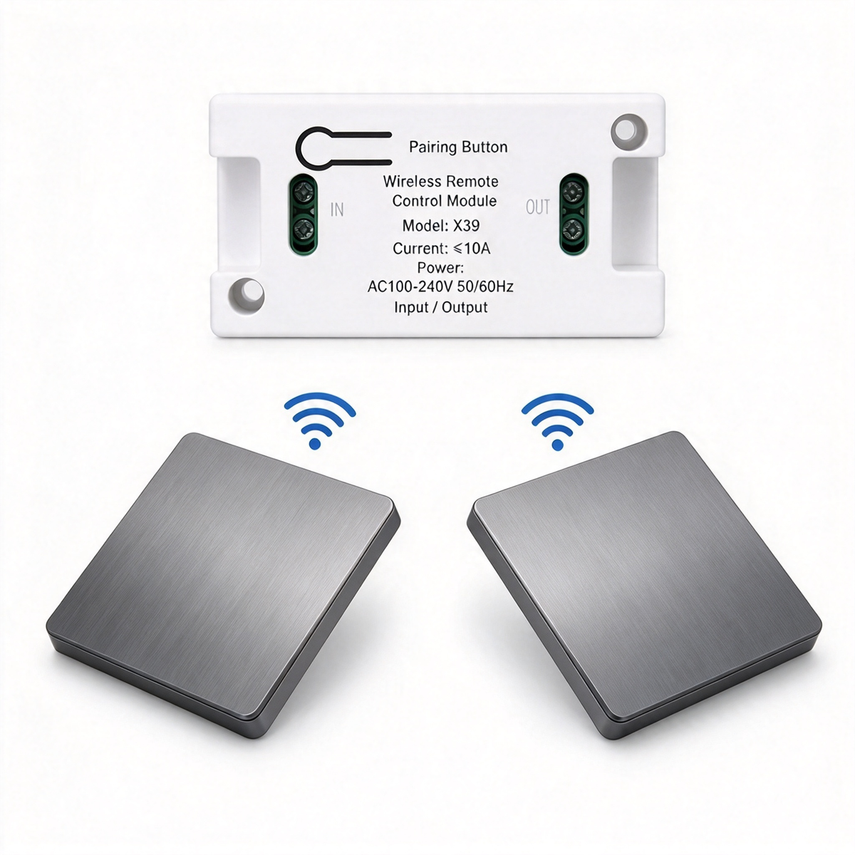 Kit interruttore luce wireless senza fili | Interruttore da muro autoadesivo con ricevitore, senza forature, ideale per affitti, comodini e corridoi