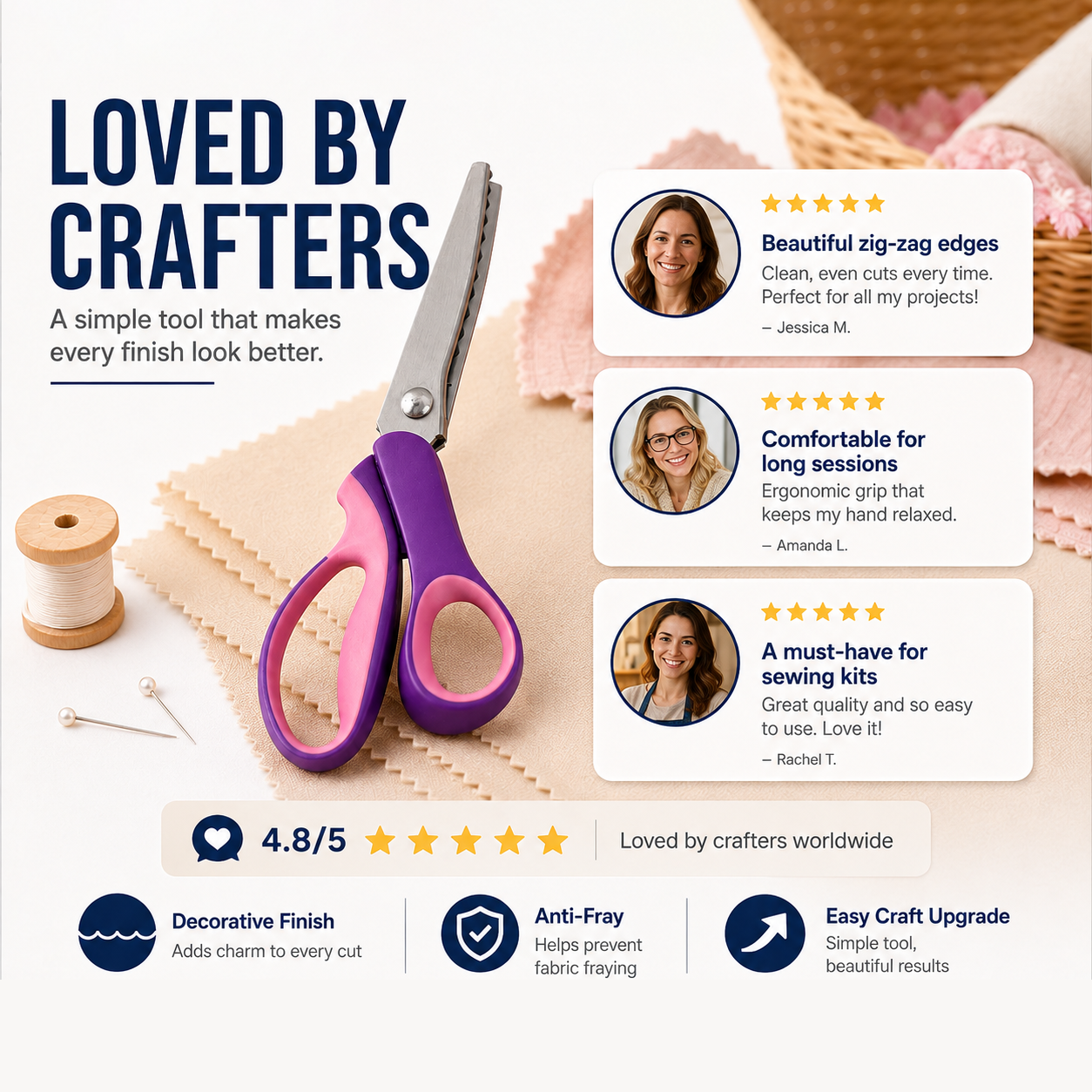 🔥SALDI CALDI 50% DI SCONTO🎁✂️ Forbici a zig‑zag – Acciaio inox, manici ergonomici imbottiti – Perfette per cucito, trapunte e scrapbooking! 🧵💨