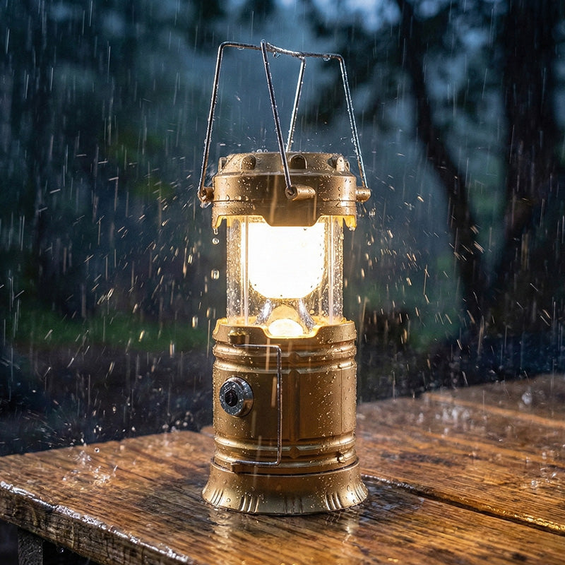 💥 METÀ PREZZO — SOLO OGGI! ⛺️ Lampada da campeggio ricaricabile solare – LED pieghevole, impermeabile IPX4 💡 Base magnetica e gancio ripiegabile 🏔️ Ideale per campeggio, escursioni e emergenze per blackout 🔋
