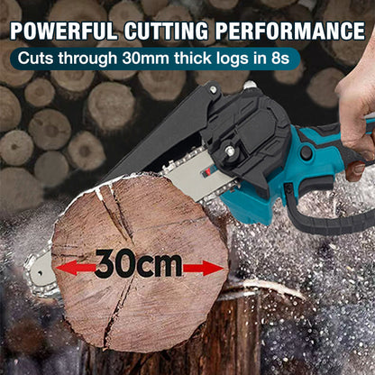 Mini Motosega a Batteria da 6 Pollici con Motore Brushless ✨⚡ - 2580W | 3500 giri/min | Lubrificazione Automatica | Barra in Acciaio al Tungsteno | 1 o 2 Batterie | 50% DI SCONTO