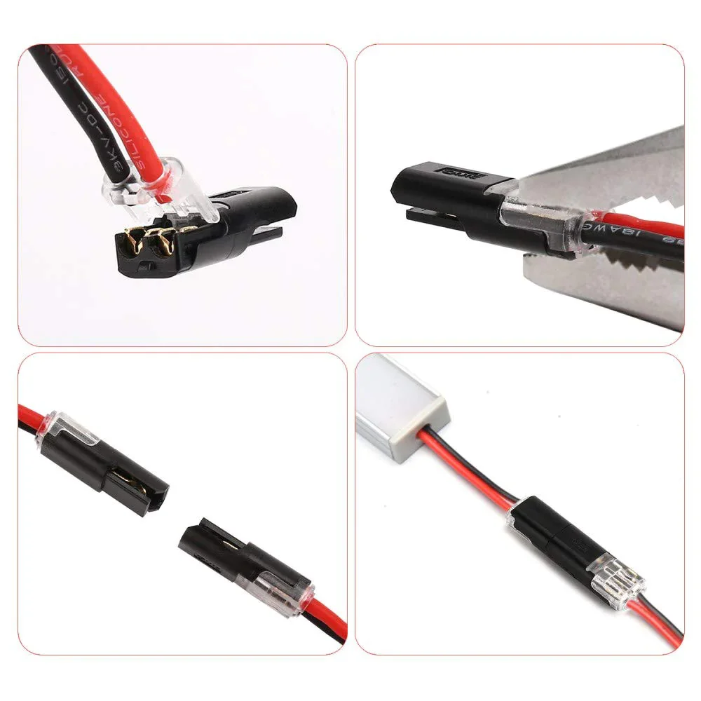 Two-wire plug connector with locking tab