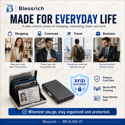 Porta carte metallico blocco RFID