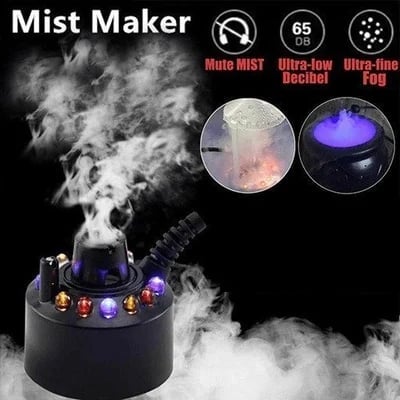 💨 ORA 50% DI SCONTO! ⚡ Macchina per nebbia a ultrasuoni con 12 LED – Produce nebbia fresca e luci colorate – Ideale per umidificatori, fontane o decorazioni di Halloween – Funziona silenziosamente sott'acqua 💧✨