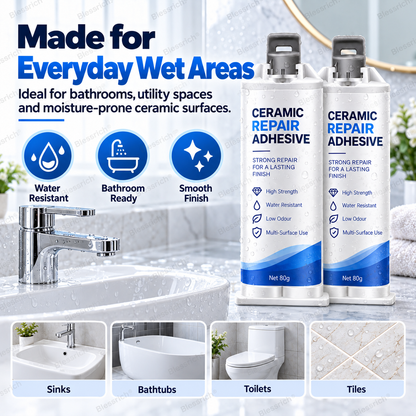 ✨ Dai una seconda vita alle superfici danneggiate! 🛠️ Composto riparatore ceramico da 80g per WC, lavandini, vasche, piastrelle e marmo 🚽🚰🛁