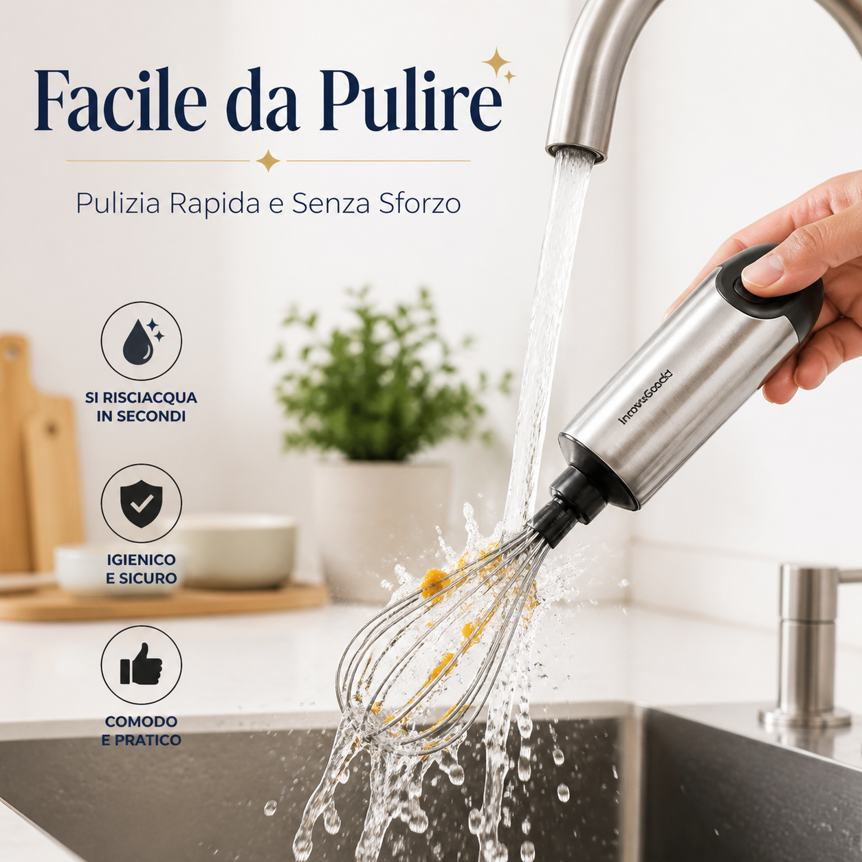 🔥 57% di sconto! 🥚🍳 Frusta a mano semiautomatica in acciaio inox 🔧✨