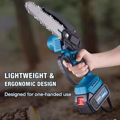 Mini Motosega a Batteria da 6 Pollici con Motore Brushless ✨⚡ - 2580W | 3500 giri/min | Lubrificazione Automatica | Barra in Acciaio al Tungsteno | 1 o 2 Batterie | 50% DI SCONTO