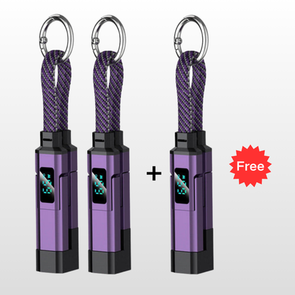 🔌 Cavo di ricarica 4 in 1 con display digitale e portachiavi – Funzione di ricarica rapida, resistente alle piegature e compatto