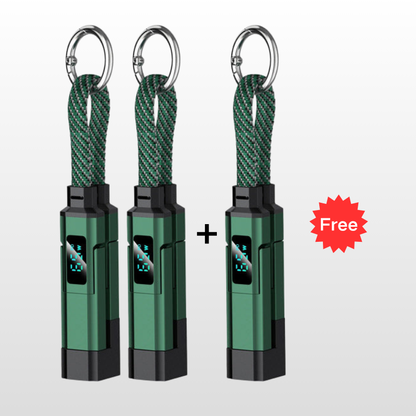 🔌 Cavo di ricarica 4 in 1 con display digitale e portachiavi – Funzione di ricarica rapida, resistente alle piegature e compatto