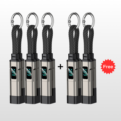 🔌 Cavo di ricarica 4 in 1 con display digitale e portachiavi – Funzione di ricarica rapida, resistente alle piegature e compatto