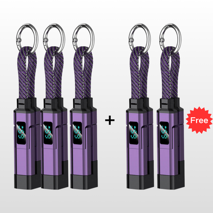 🔌 Cavo di ricarica 4 in 1 con display digitale e portachiavi – Funzione di ricarica rapida, resistente alle piegature e compatto