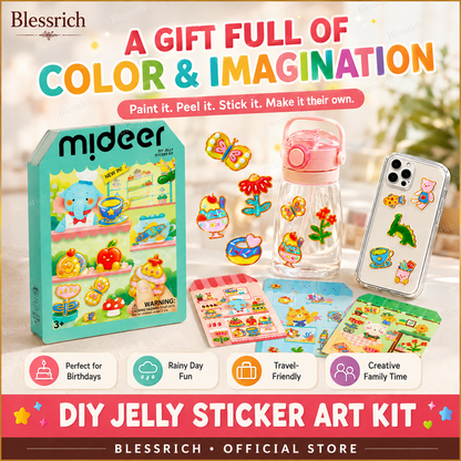 🌈 Create Your Own Jelly Stickers! 🎨 DIY Paint, Peel & Stick Art Kit for Kids ✨ 4 Fun Themes + Complete Craft Set 🎁