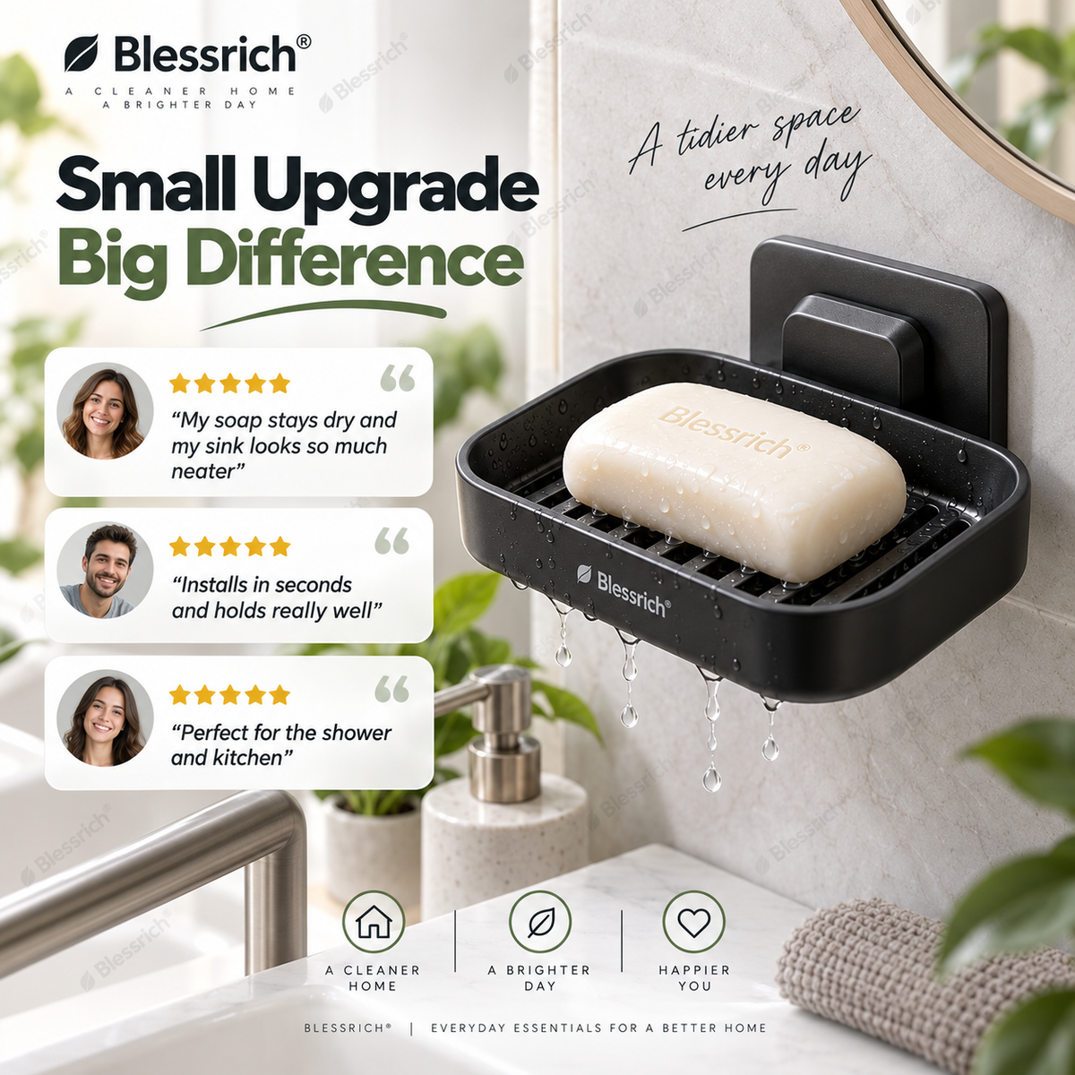 🧼✨ Portasapone a parete – 50% DI SCONTO! Installazione in 5 secondi, doppio drenaggio, senza forature: mantiene il sapone asciutto e lo fa durare di più. 💪