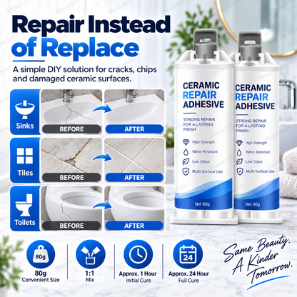 ✨ Dai una seconda vita alle superfici danneggiate! 🛠️ Composto riparatore ceramico da 80g per WC, lavandini, vasche, piastrelle e marmo 🚽🚰🛁