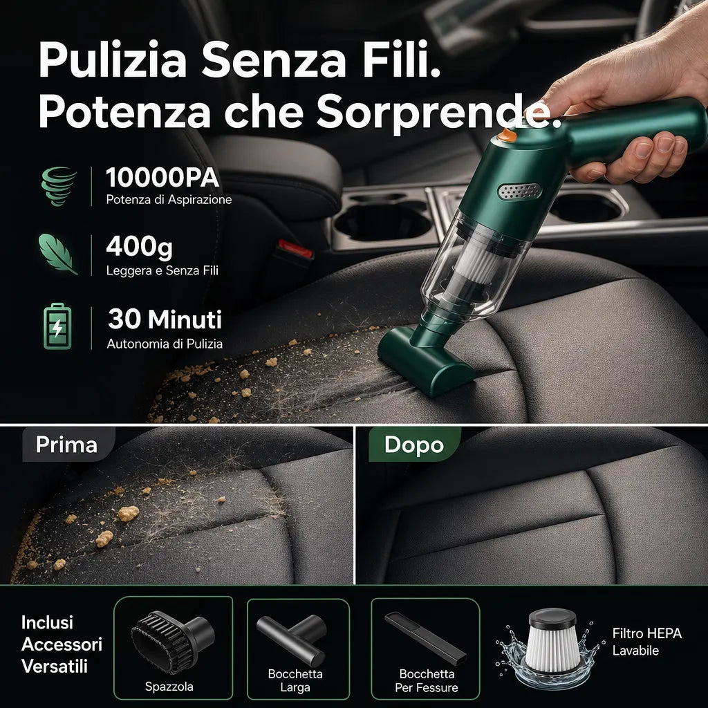 -50% Solo Oggi 🚗💨 Aspirapolvere Wireless Potente per Auto
