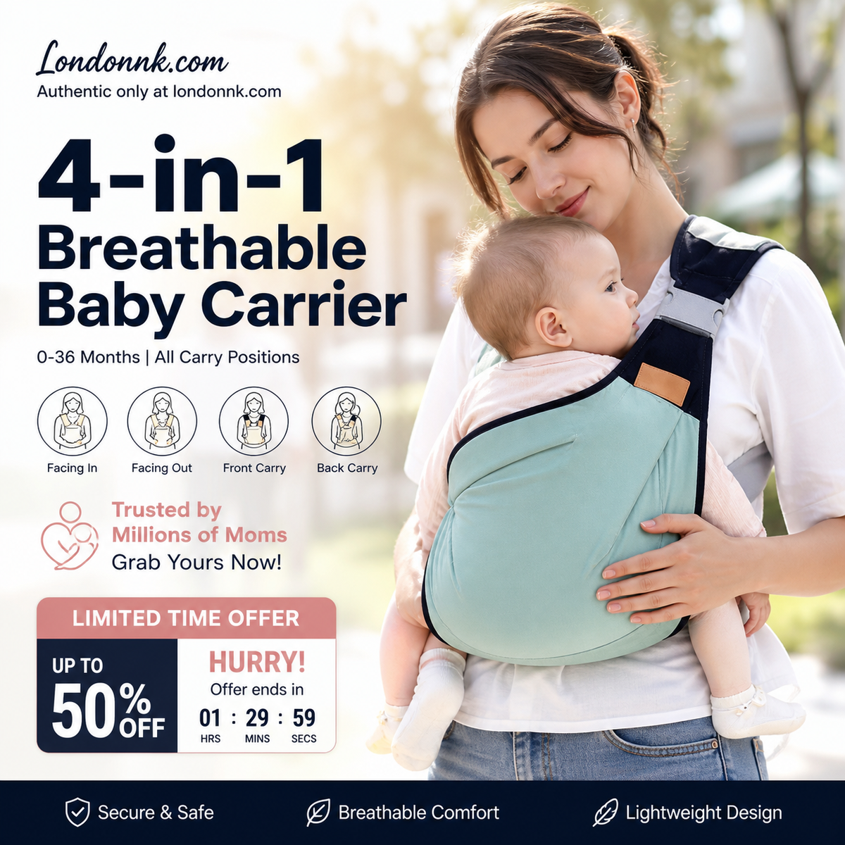 🎉 Offerta 2026 — Oltre 30.000 venduti! 👶 Marsupio 4‑in‑1 con ottima circolazione dell’aria – 0‑36 mesi, utilizzo frontale, posteriore, viso verso l’interno e verso l’esterno – comfort mani libere sia per genitori che per il bambino! ✨