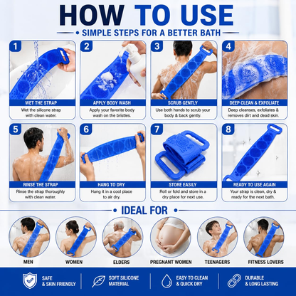 🧼Spazzola per lavare la schiena in silicone, doppio lato, esfoliante per il corpo con setole morbide in silicone