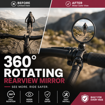 ⏳OFFERTA SPECIALE PER TEMPO LIMITATO⏰Specchietto retrovisore girevole a 360°‑Visione posteriore nitida, non dovrai più girare il collo. Compatibile con bici, e‑bike e motociclette. Cinghia in silicone senza attrezzi! 🛡️✨