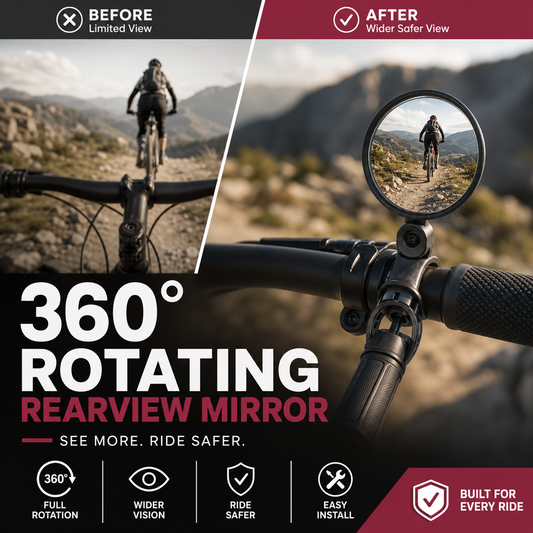 ⏳OFFERTA SPECIALE PER TEMPO LIMITATO⏰Specchietto retrovisore girevole a 360°‑Visione posteriore nitida, non dovrai più girare il collo. Compatibile con bici, e‑bike e motociclette. Cinghia in silicone senza attrezzi! 🛡️✨