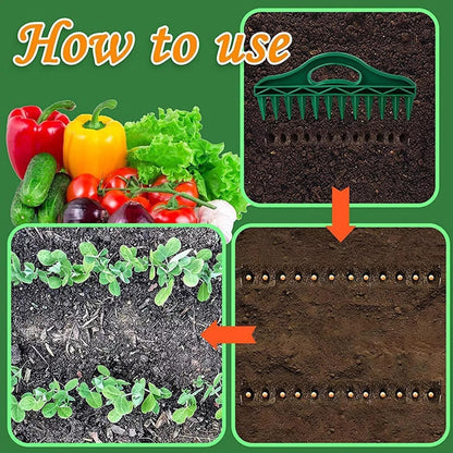 🌱 Sconto del 50% – Spaziatore e piantatore per semi da giardino, strumento di semina preciso a 12 fori