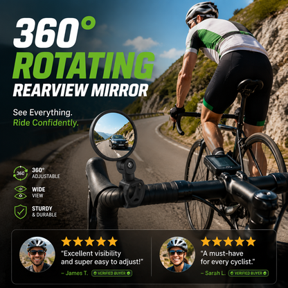 ⏳OFFERTA SPECIALE PER TEMPO LIMITATO⏰Specchietto retrovisore girevole a 360°‑Visione posteriore nitida, non dovrai più girare il collo. Compatibile con bici, e‑bike e motociclette. Cinghia in silicone senza attrezzi! 🛡️✨