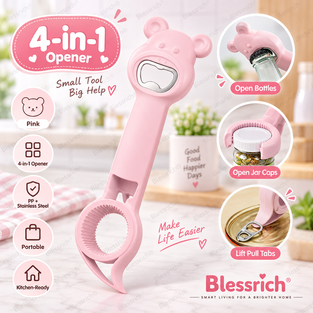 Apribottiglie multifunzione 4 in 1