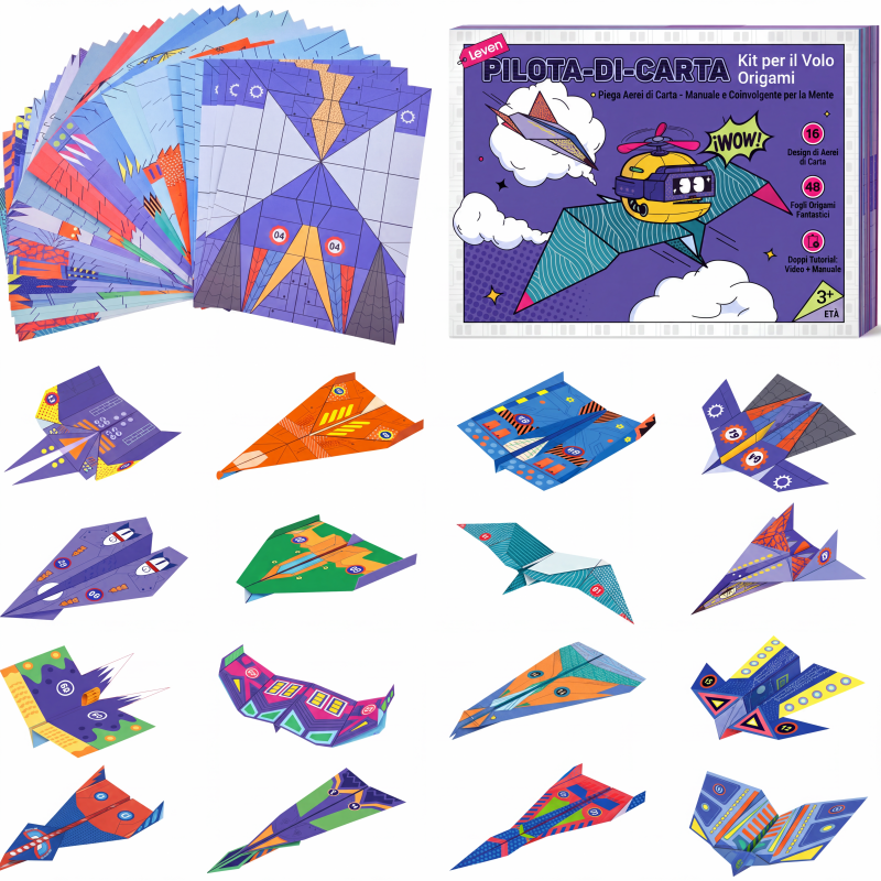 ✈️ SCONTO 50% ORA! ✨ Kit Aeroplani di Carta Fai da Te - Costruisci e Lancia 16 Modelli, Giocattolo STEM Educativo per Bambini 6‑12 Anni 🎯🧠  >